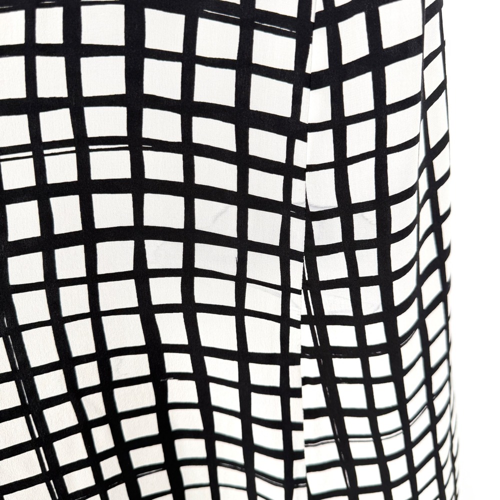 WHIT Sutton Shirt Dress Silk Black White Grid Print Maxi Short Sleeve Size M - Picture 6 of 16
